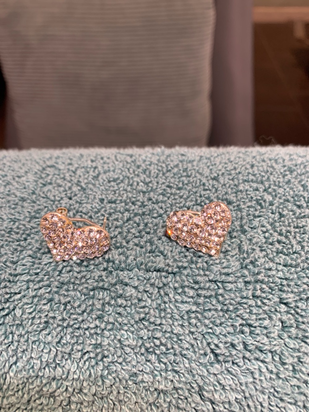 Gold-Tone Crystal Heart Stud Earrings - Sparkling Heart Jewelry